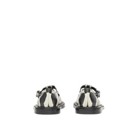 Salomés en cuir à imprimé zèbre - Noir & blanc