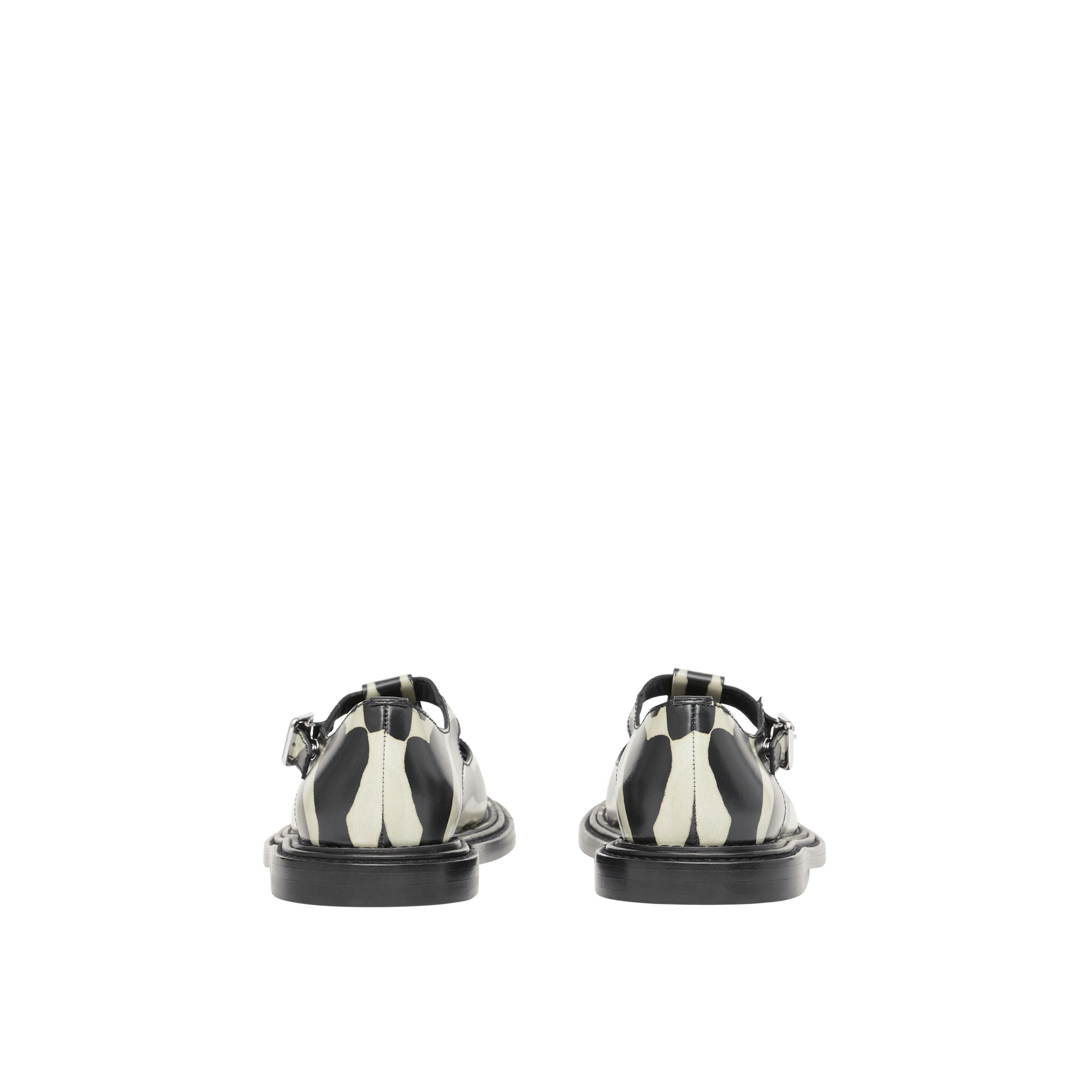 Salomés en cuir à imprimé zèbre - Noir & blanc