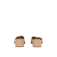 Sandales à talon bottier en cuir tressé - Beige d'archive