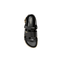 Sandales en cuir et jute avec logo - Noir