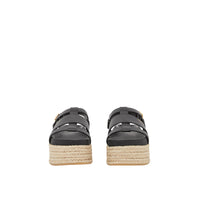 Sandales en cuir et jute avec logo - Noir