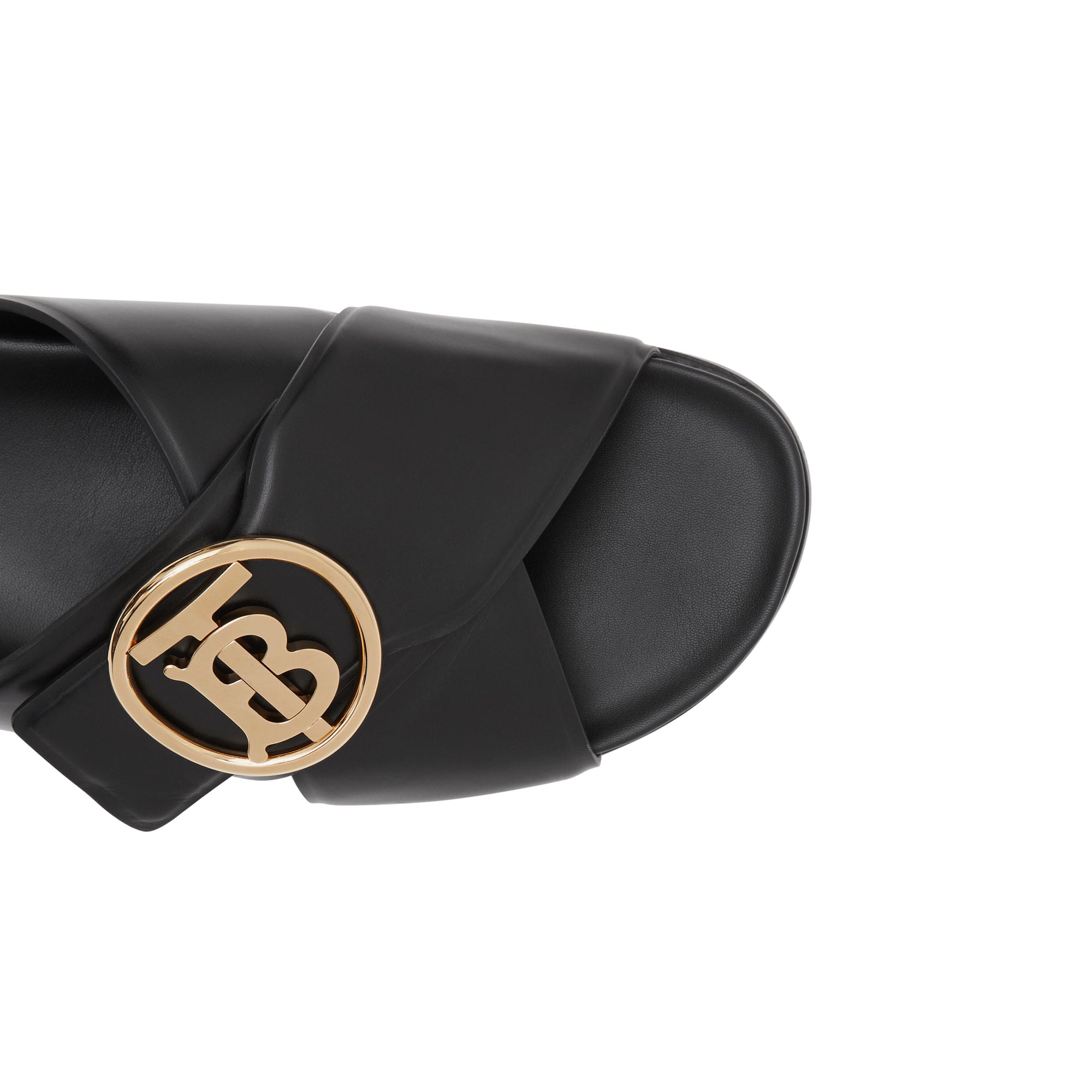 Claquettes en cuir monogram - Noir