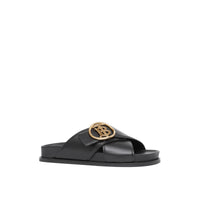 Claquettes en cuir monogram - Noir