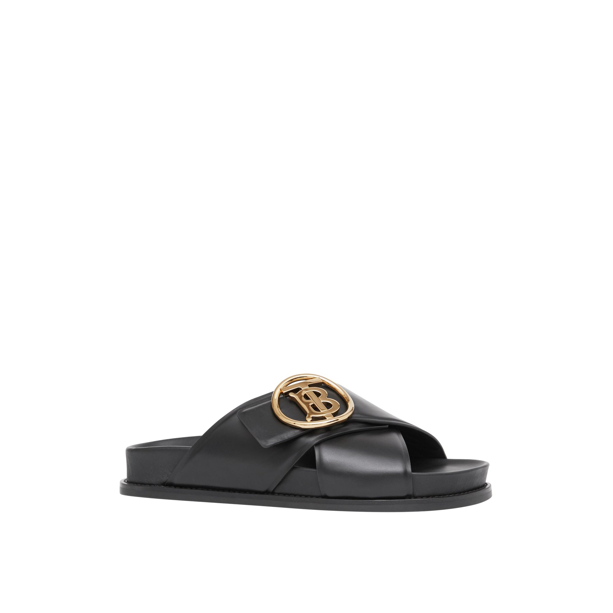 Claquettes en cuir monogram - Noir