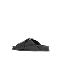 Claquettes en cuir monogram - Noir