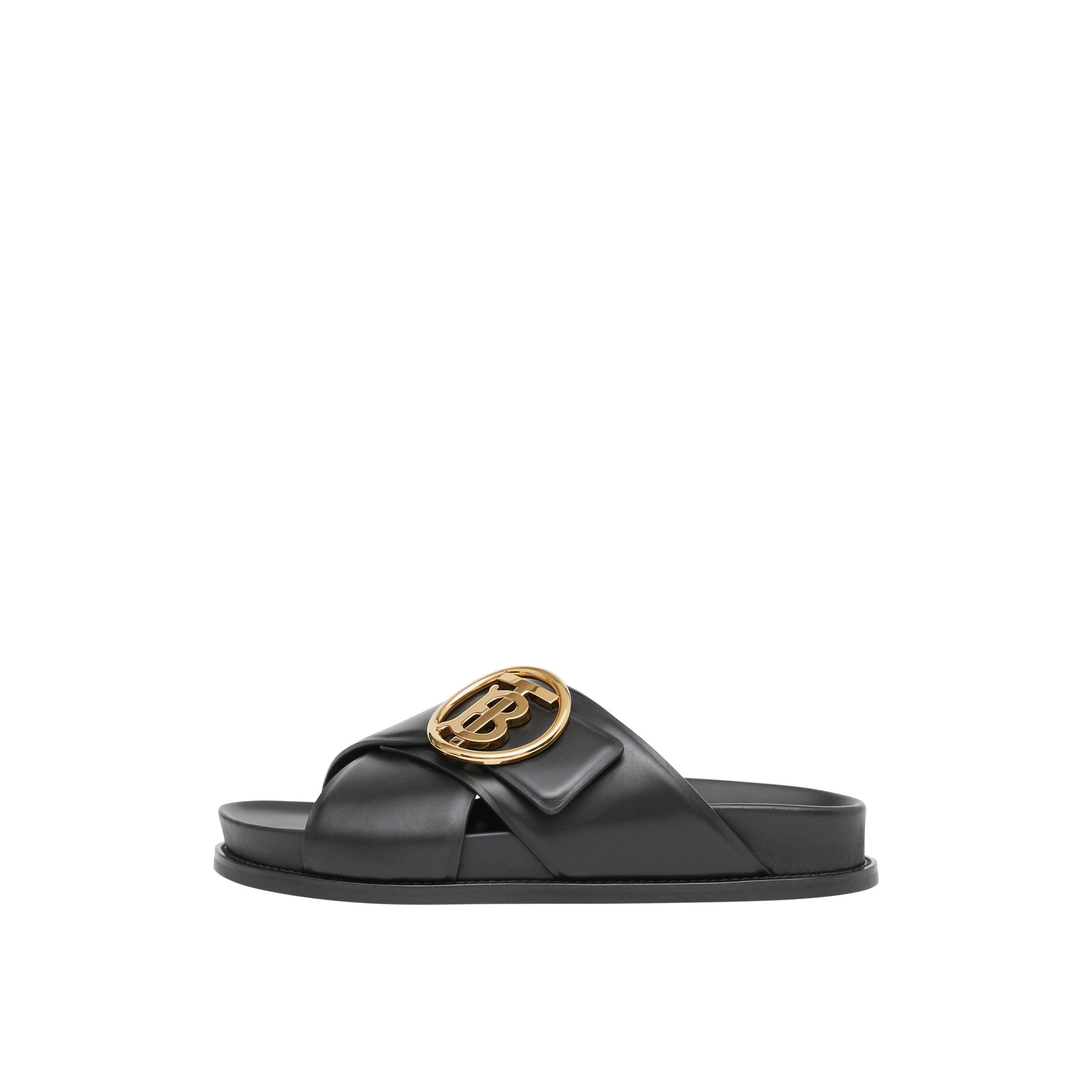 Claquettes en cuir monogram - Noir