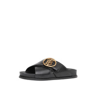 Claquettes en cuir monogram - Noir