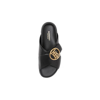 Claquettes en cuir monogram - Noir