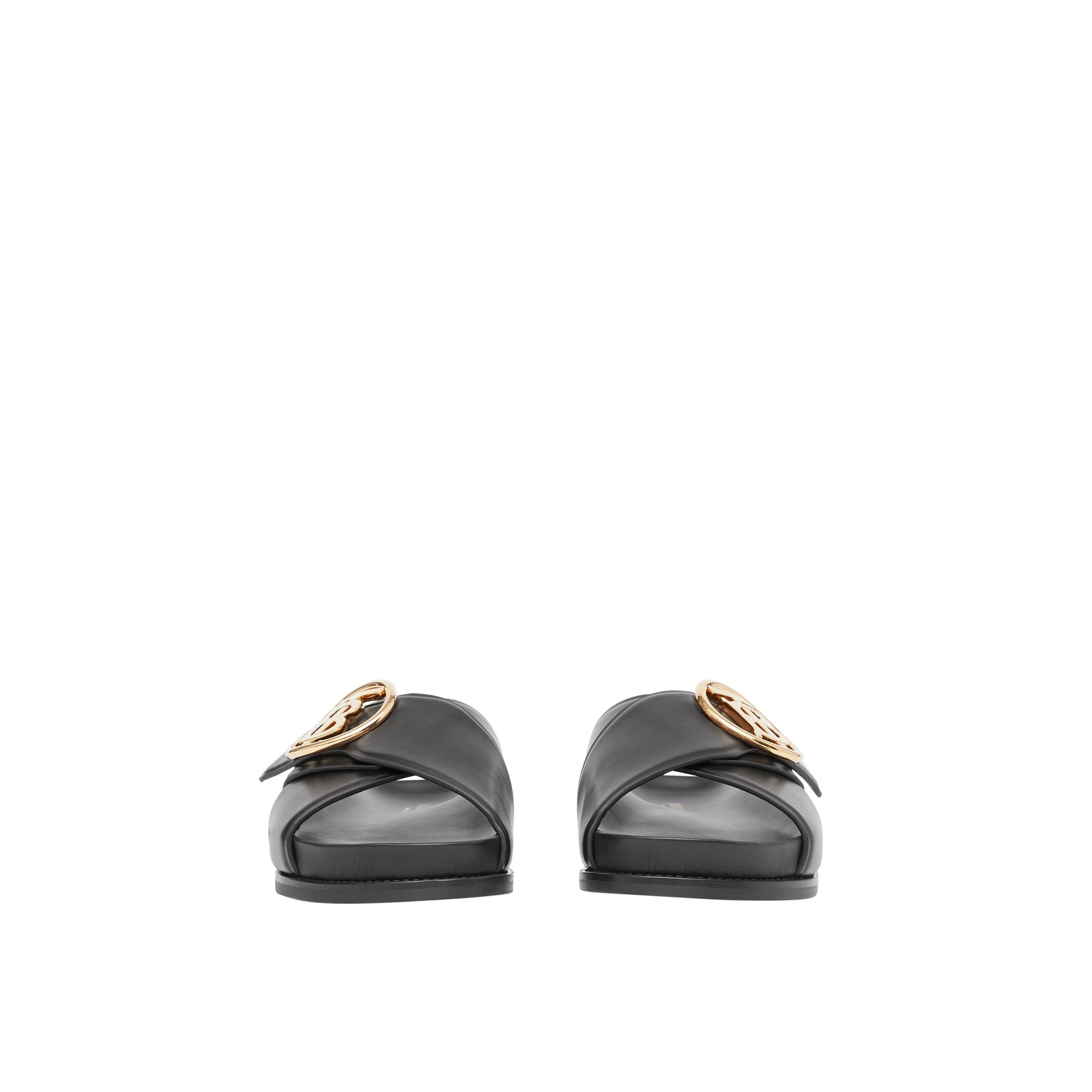 Claquettes en cuir monogram - Noir