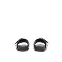 Claquettes en cuir monogram - Noir