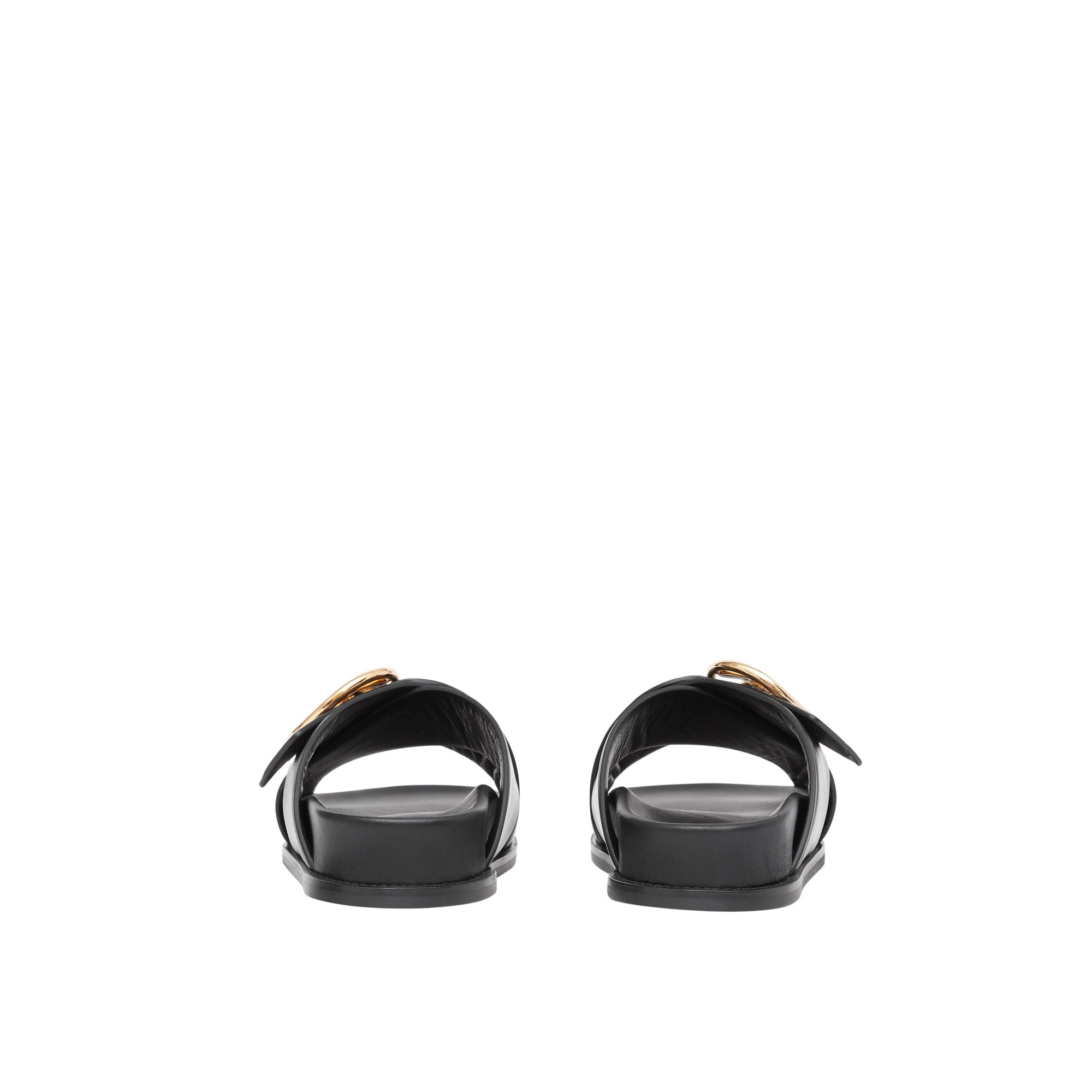 Claquettes en cuir monogram - Noir