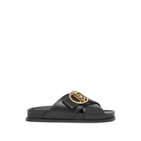 Claquettes en cuir monogram - Noir