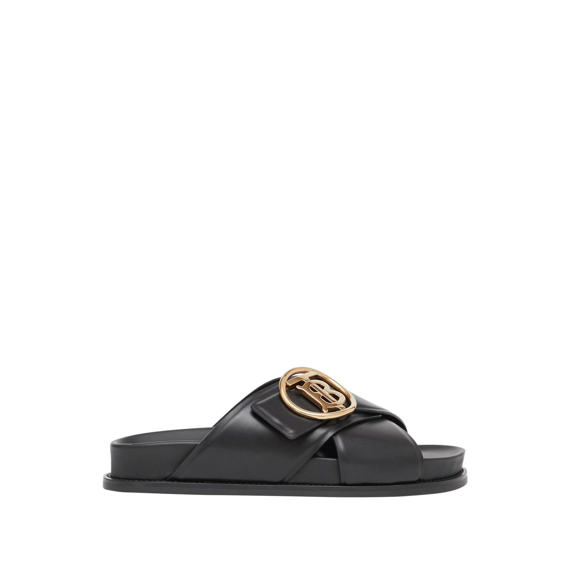 Claquettes en cuir monogram - Noir