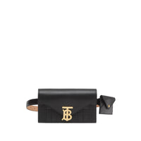 Clutch enveloppe TB ceinturé en cuir d'agneau matelassé - Noir