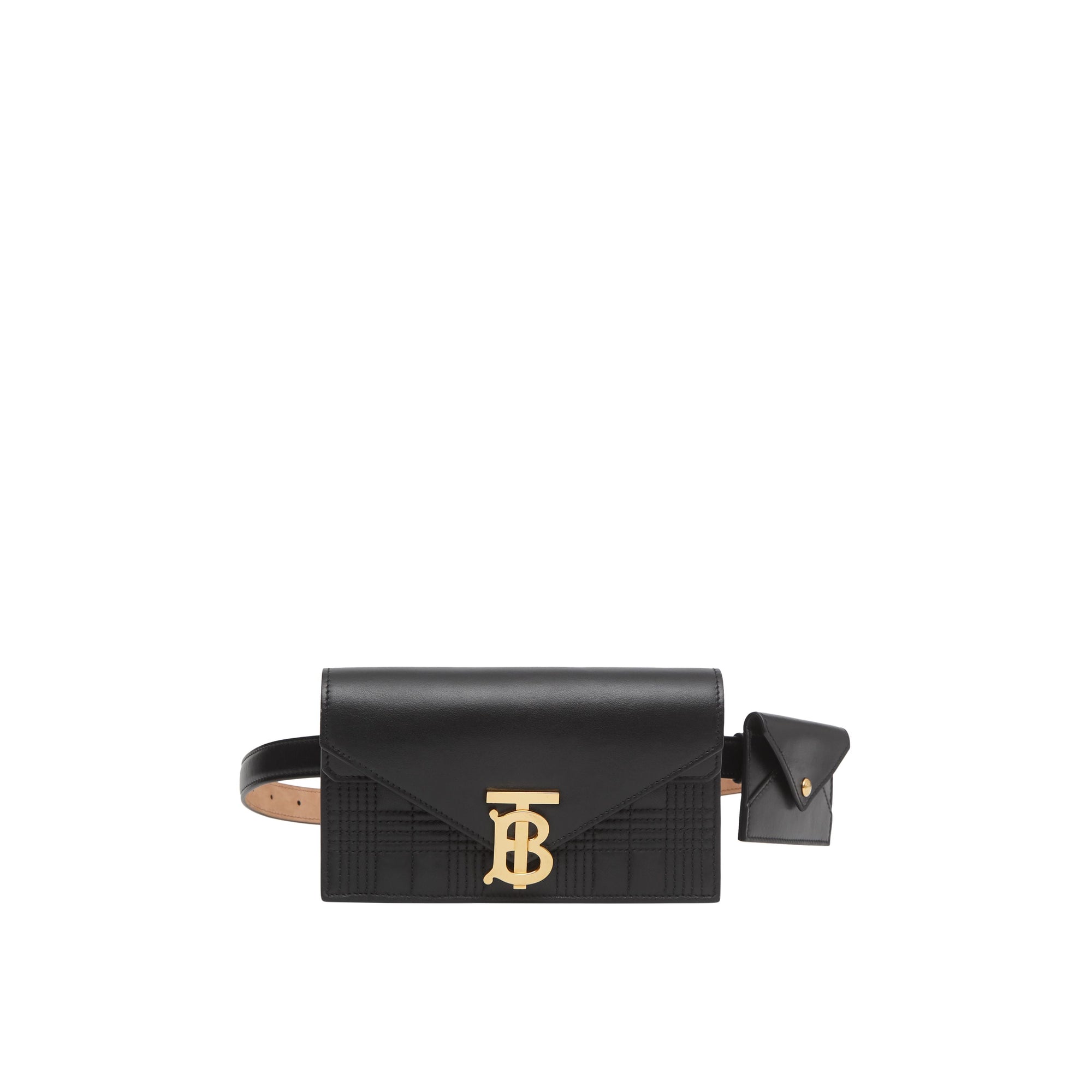 BLACK Clutch enveloppe TB ceinturé en cuir d'agneau matelassé