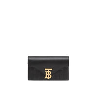 Clutch enveloppe TB ceinturé en cuir d'agneau matelassé - Noir