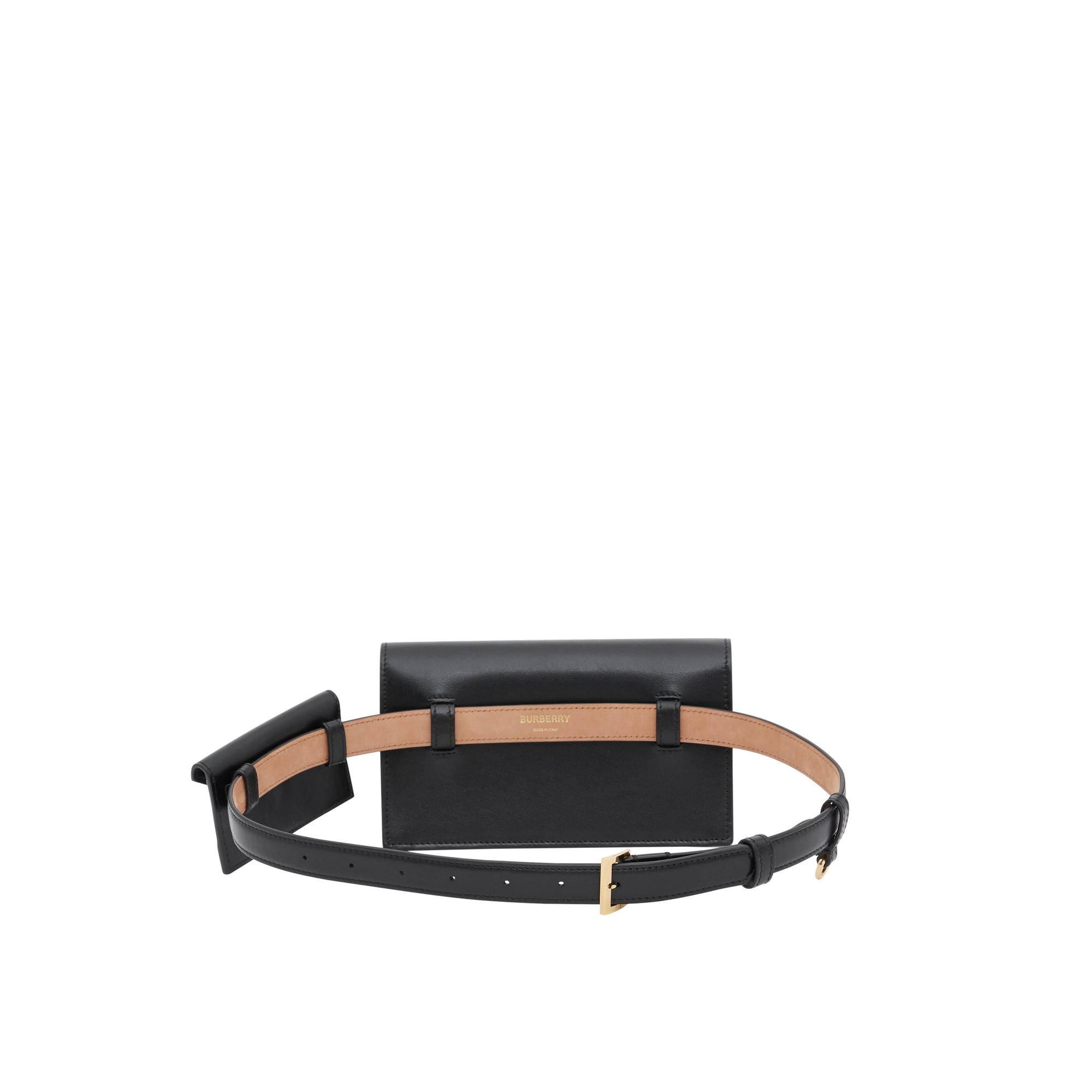 Clutch enveloppe TB ceinturé en cuir d'agneau matelassé - Noir
