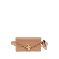 Clutch enveloppe TB ceinturé en cuir d'agneau matelassé - Camel Intense