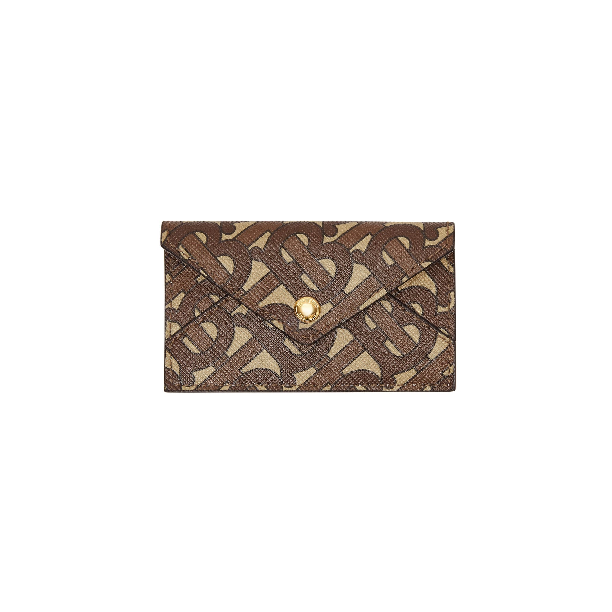 Clutch enveloppe TB ceinturé en toile écologique Monogram - Brun Bride
