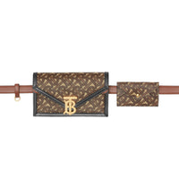 Clutch enveloppe TB ceinturé en toile écologique monogram - Brun bride