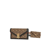 Clutch enveloppe TB ceinturé en toile écologique Monogram - Brun Bride