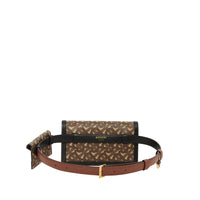Clutch enveloppe TB ceinturé en toile écologique Monogram - Brun Bride