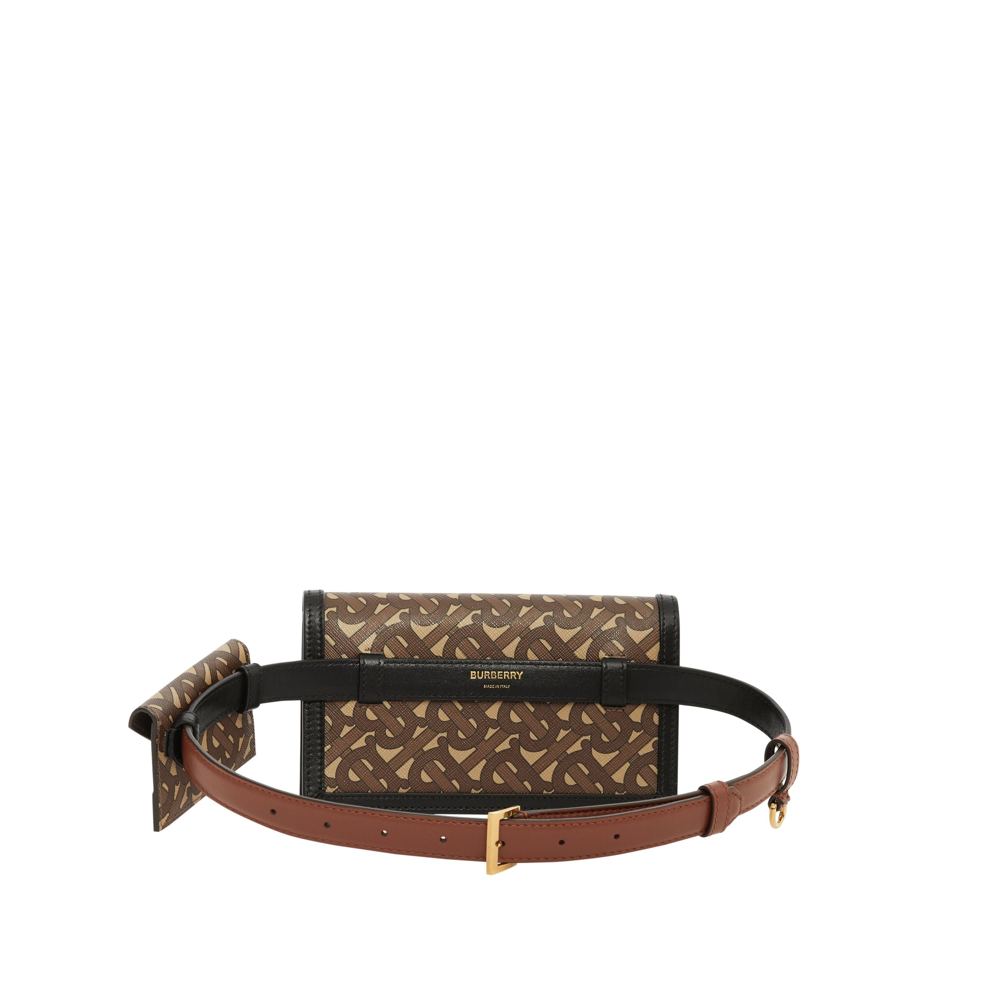 Clutch enveloppe TB ceinturé en toile écologique Monogram - Brun Bride