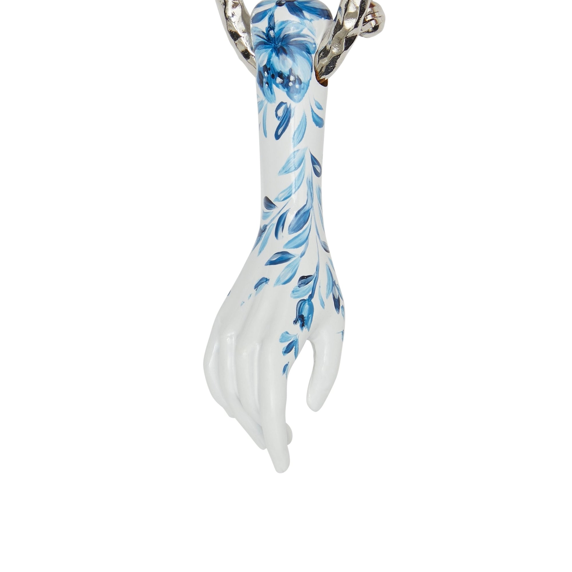 PALLADIO/WHITE/BLUE Broche plaquée palladium avec émail