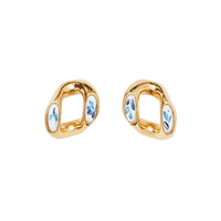LGOLD/WHITE/BLUE Boucles d'oreilles à maillon plaquées or avec émail