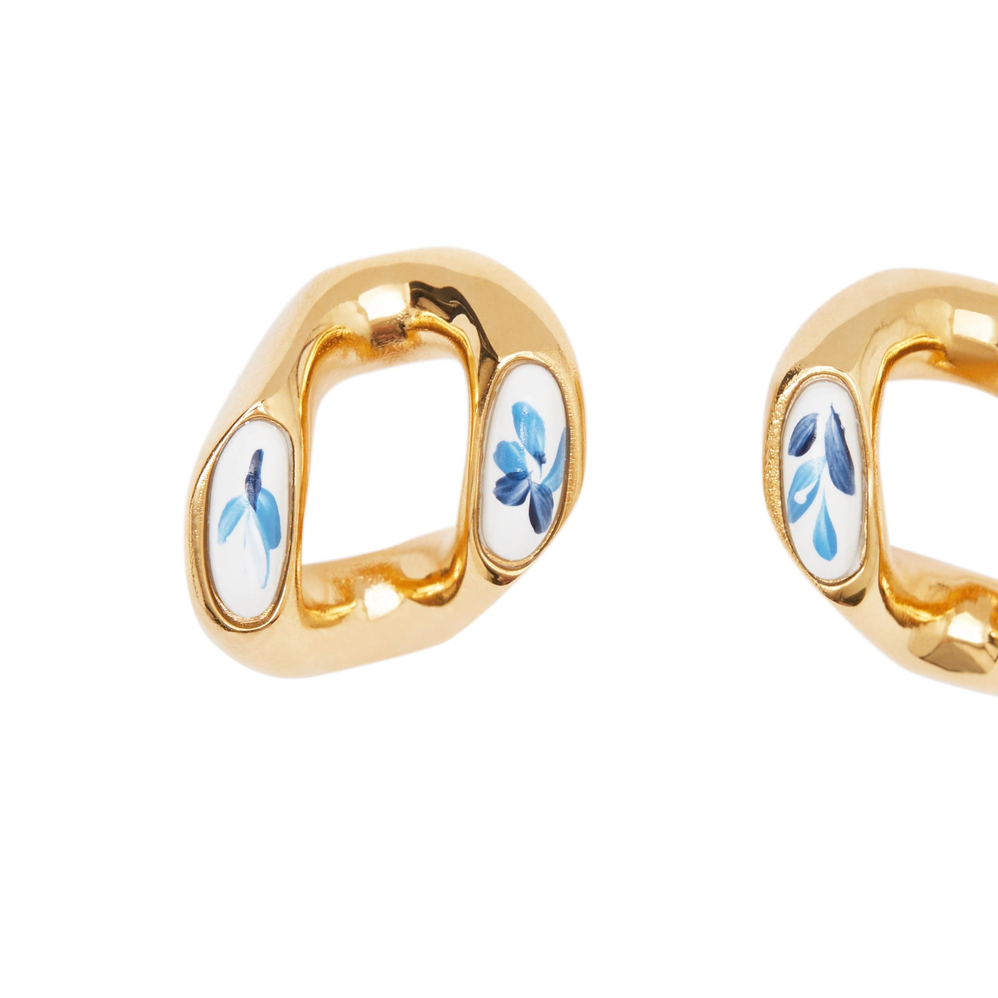 LGOLD/WHITE/BLUE Boucles d'oreilles à maillon plaquées or avec émail