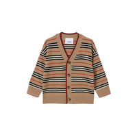 ARCHIVE BEIGE Cardigan en laine et cachemire à rayures iconiques