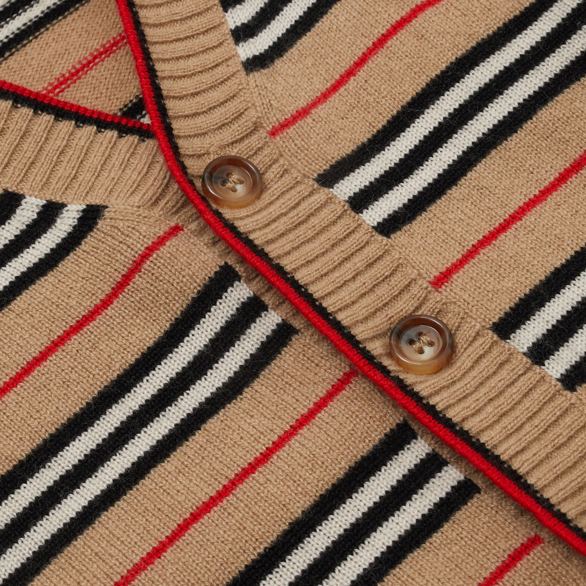 ARCHIVE BEIGE Cardigan en laine et cachemire à rayures iconiques