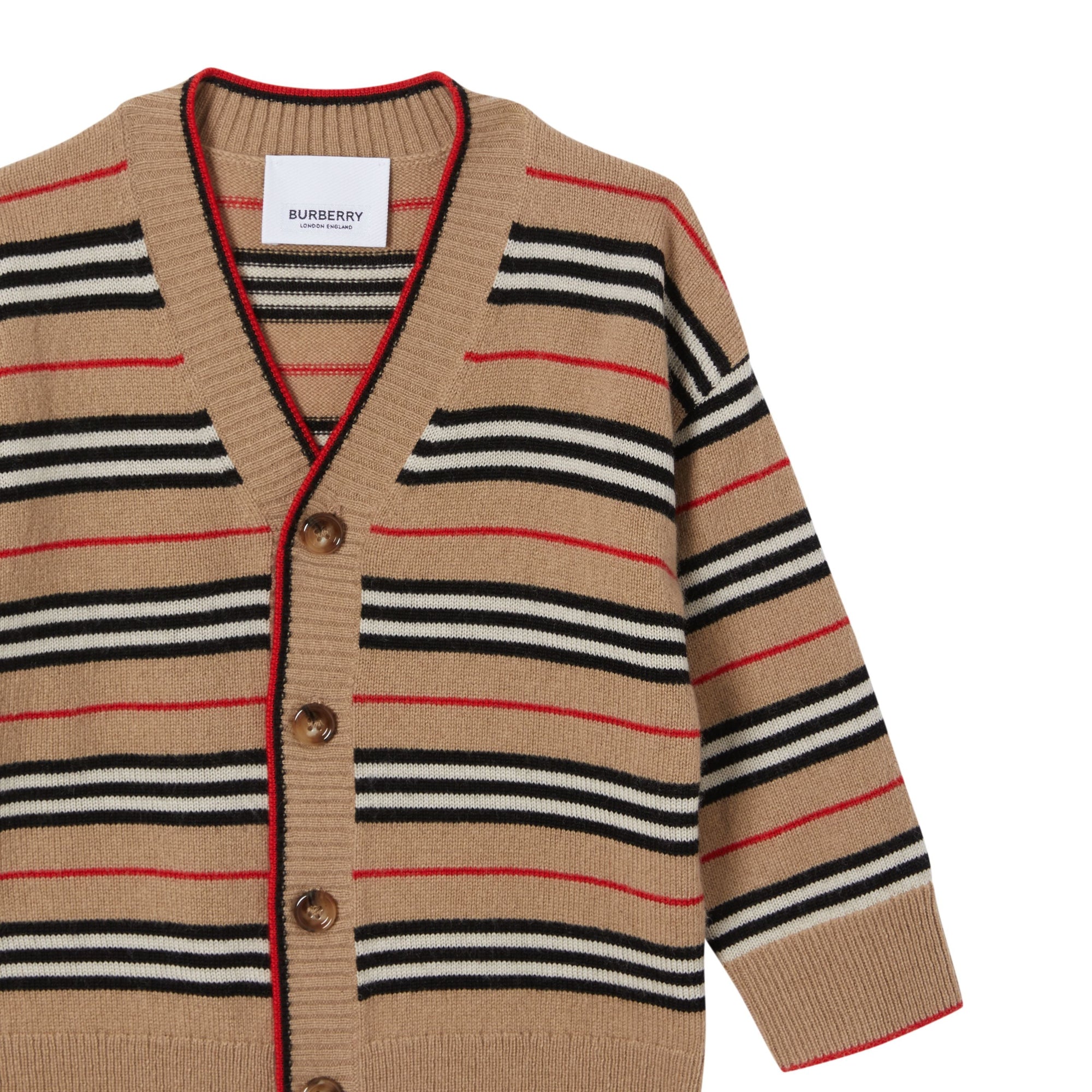ARCHIVE BEIGE Cardigan en laine et cachemire à rayures iconiques
