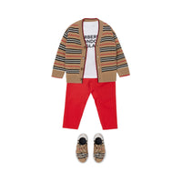ARCHIVE BEIGE Cardigan en laine et cachemire à rayures iconiques