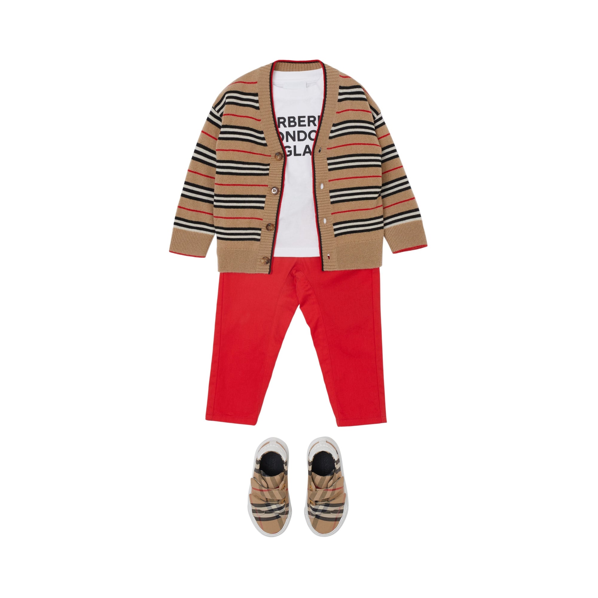 ARCHIVE BEIGE Cardigan en laine et cachemire à rayures iconiques