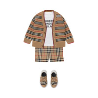 ARCHIVE BEIGE Cardigan en laine et cachemire à rayures iconiques