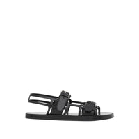 Sandales webb en cuir - Noir