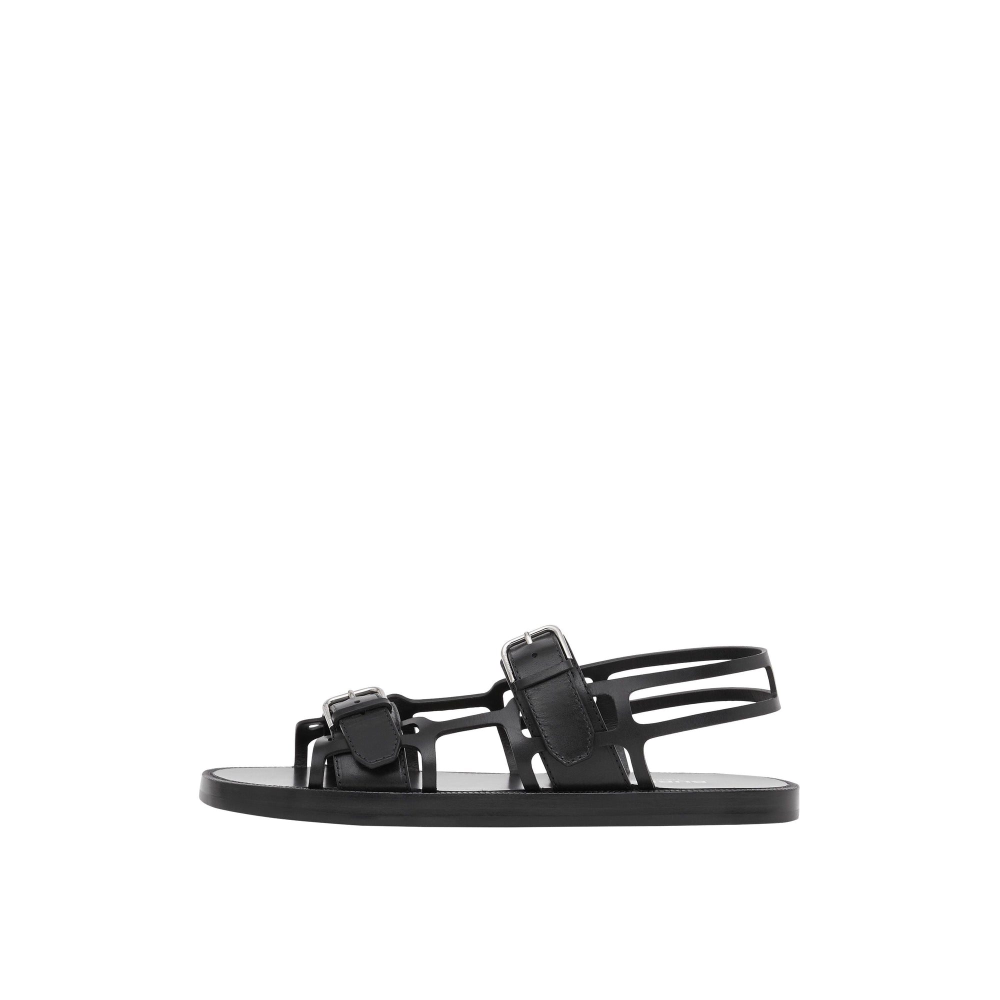 Sandales webb en cuir - Noir