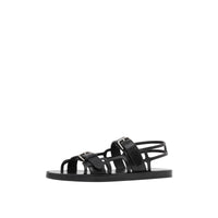 Sandales webb en cuir - Noir