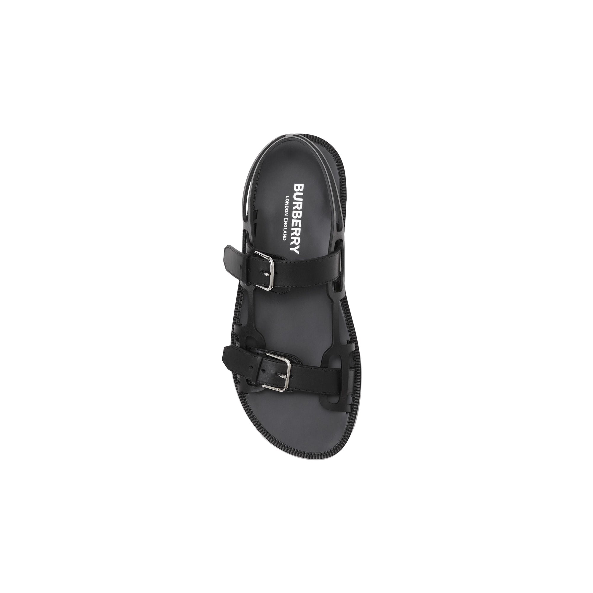 Sandales webb en cuir - Noir