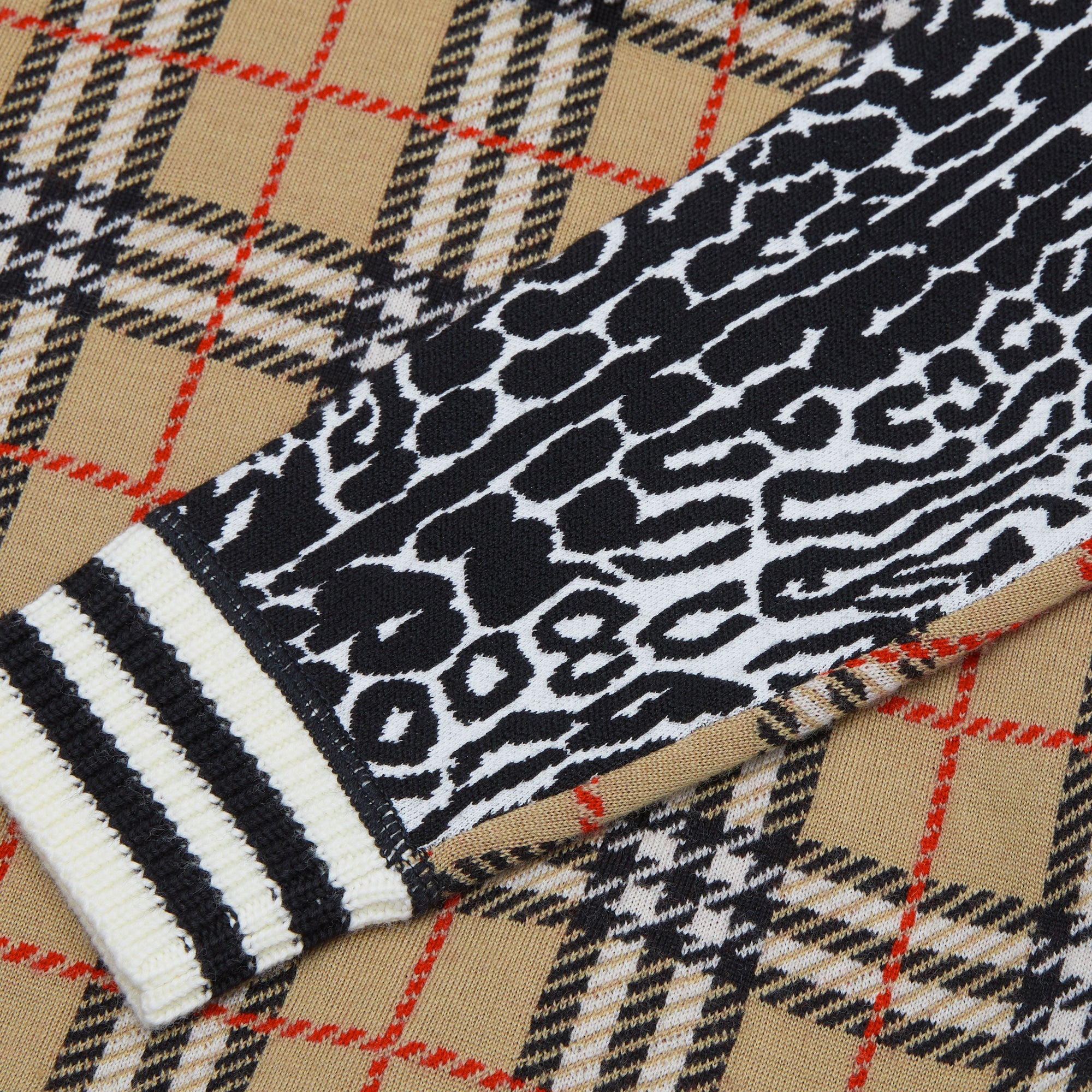 LEOPARD PRINT Pull en jacquard de laine mérinos à motif check et léopard