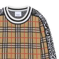 LEOPARD PRINT Pull en jacquard de laine mérinos à motif check et léopard