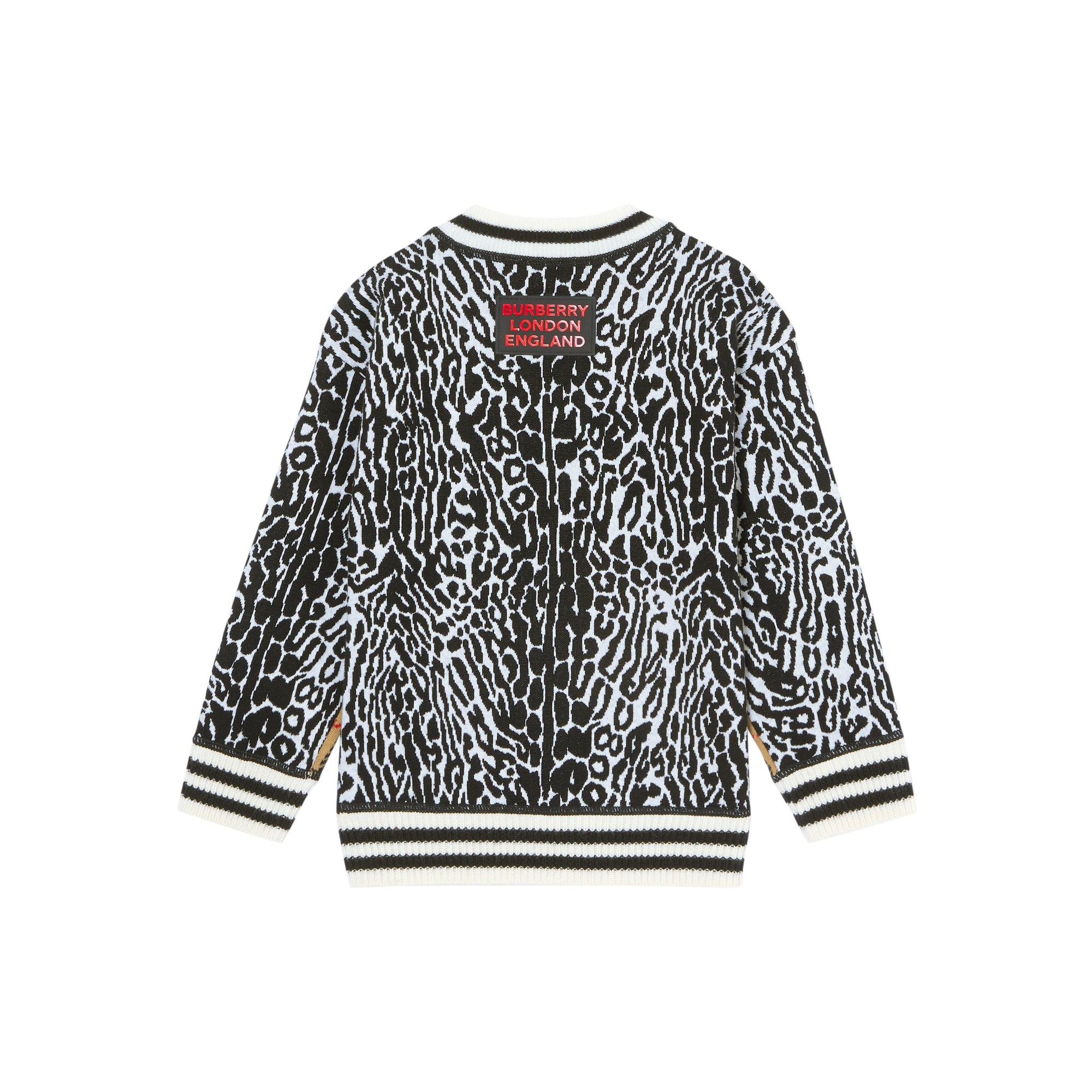 LEOPARD PRINT Pull en jacquard de laine mérinos à motif check et léopard