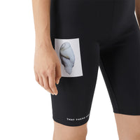 Short de cycliste en jersey stretch à imprimé montage - Noir