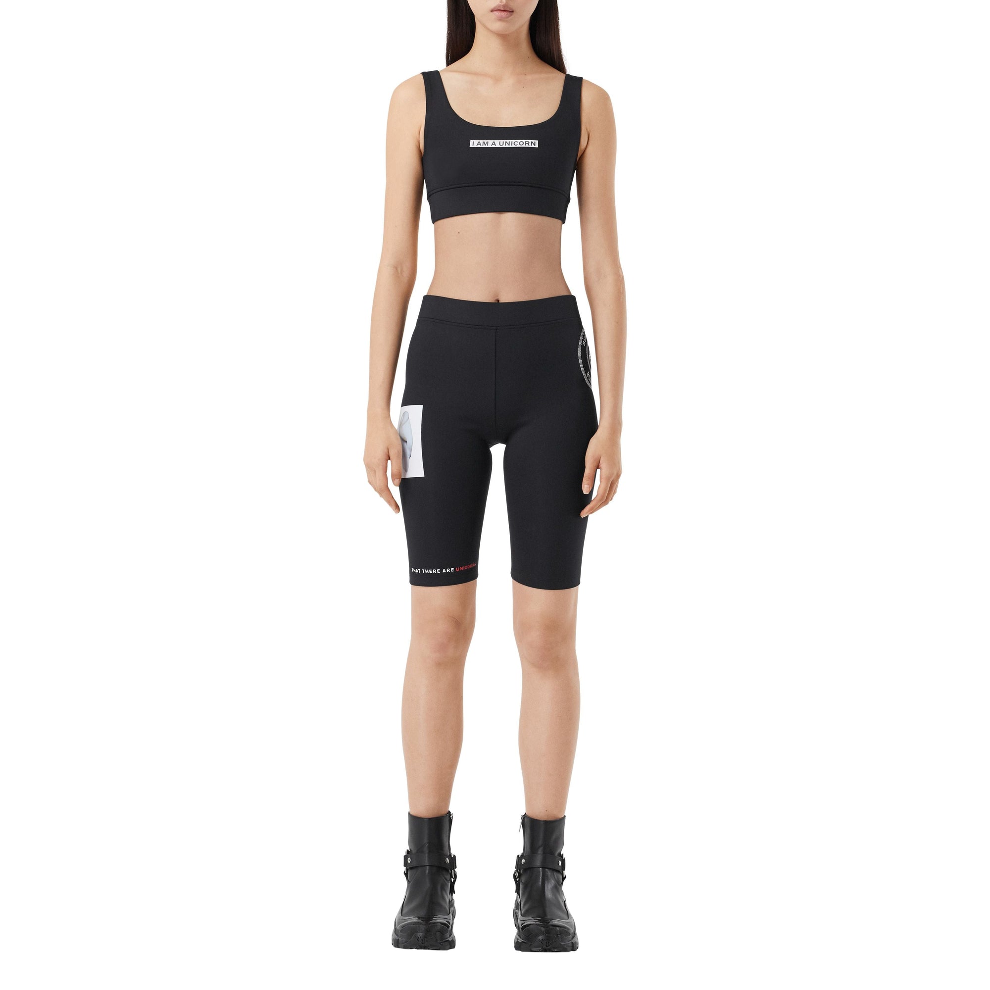 Short de cycliste en jersey stretch à imprimé montage - Noir