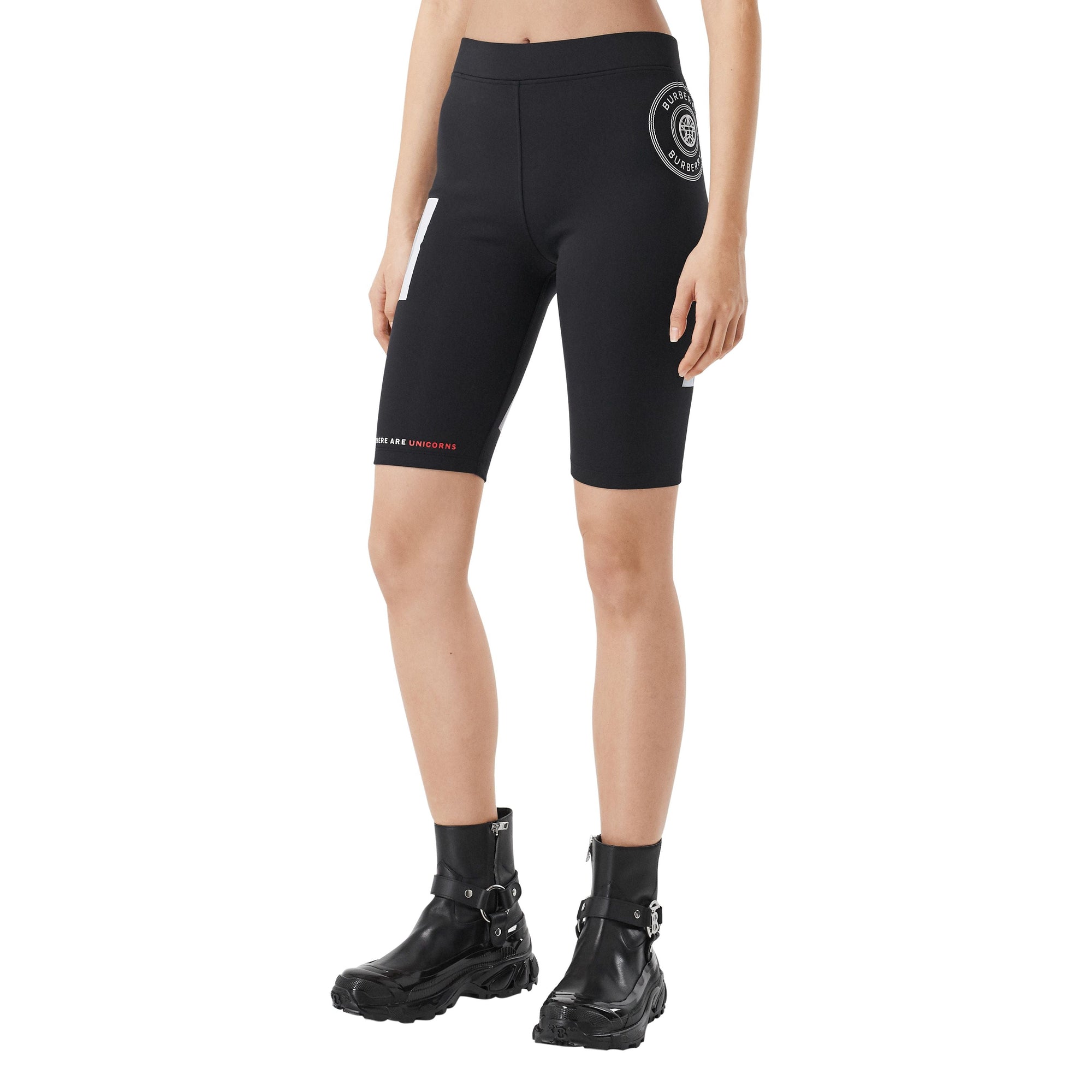 Short de cycliste en jersey stretch à imprimé montage - Noir
