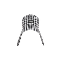 Casquette à bords larges en coton vichy avec logo appliqué - Noir & blanc