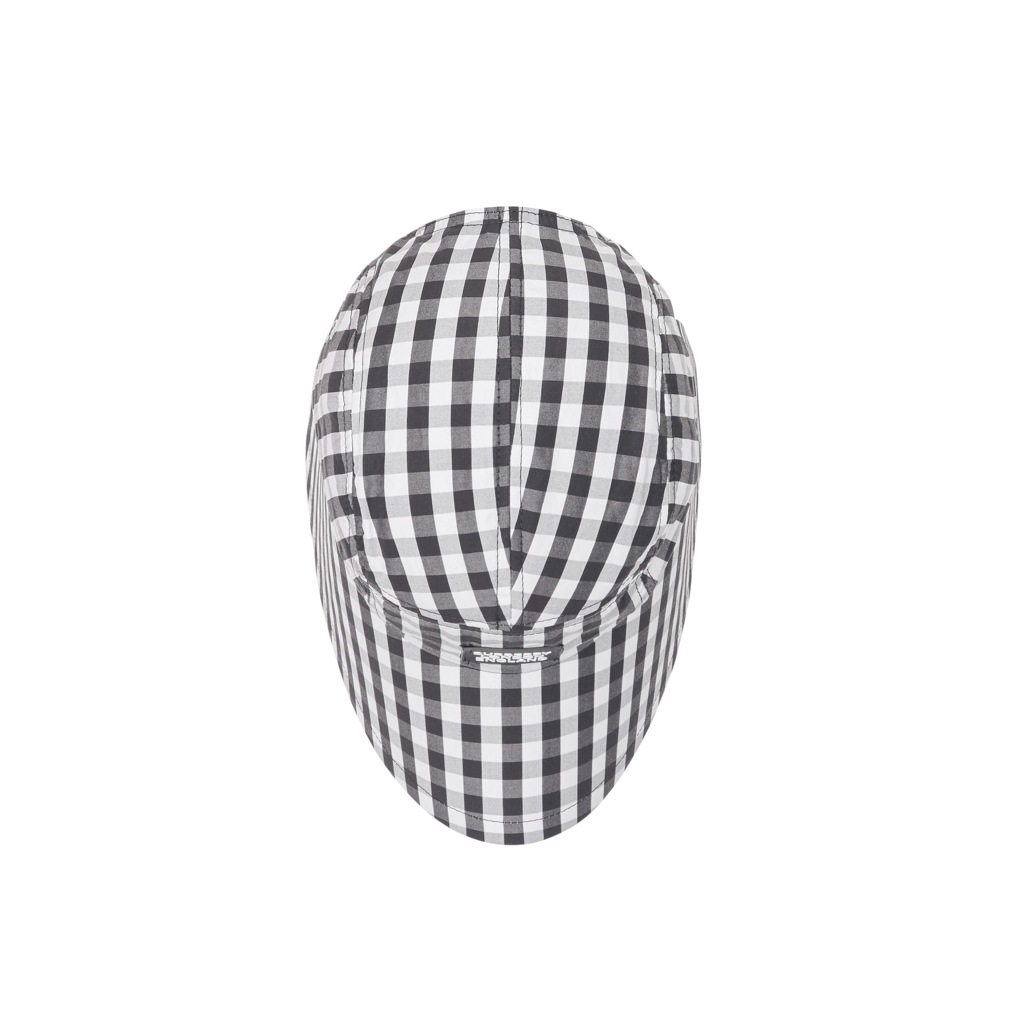 Casquette à bords larges en coton vichy avec logo appliqué - Noir & blanc