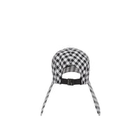 Casquette à bords larges en coton vichy avec logo appliqué - Noir & blanc