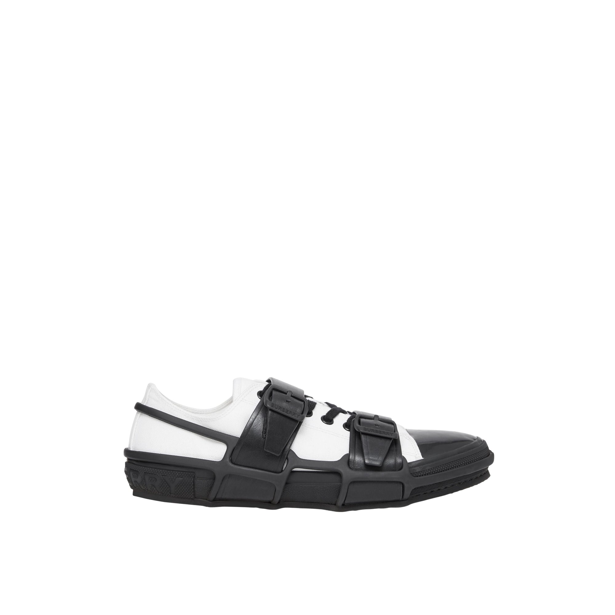 WHITE/BLACK Sneakers Webb en coton et cuir